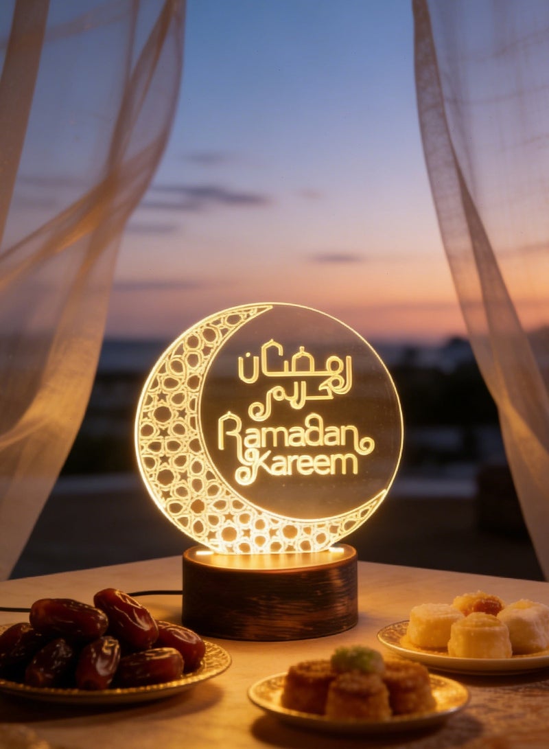 يواوليتي رمضان ديكورات أضواء ، رمضان ليد ليلة ضوء ، رمضان ديكور للطاولات الهلال مصباح ، القمر ديكورات أضواء المنزل الحرف ديكور - Image 3